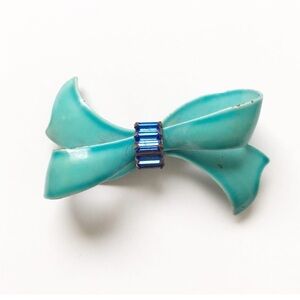 Vintage Aqua/Turquoise and Blue Bow Hair Clip